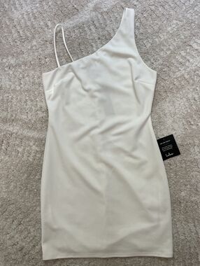 Lulu's White One-Shoulder Bodycon Dress Size S
